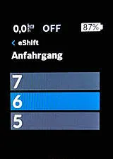 Kiox: Anfahrgang mit der Gangauswahl 5, 6 und 7