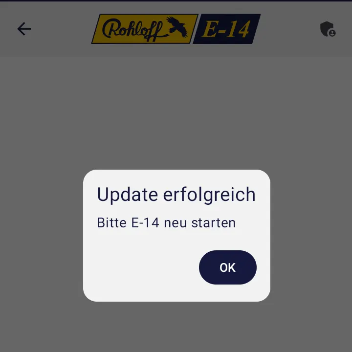 Classic-App: Meldung „Update erfolgreich — Bitte E-14 neu starten“