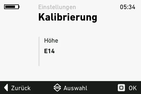 Panasonic-Display: Einstellungen › Kalibrierung mit den Punkten Höhe und E14